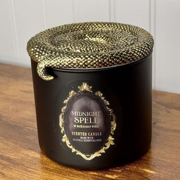NEW Midnight Spell Snake Lid 3 Wick Candle Bath Body Works 2023 Halloween  Black